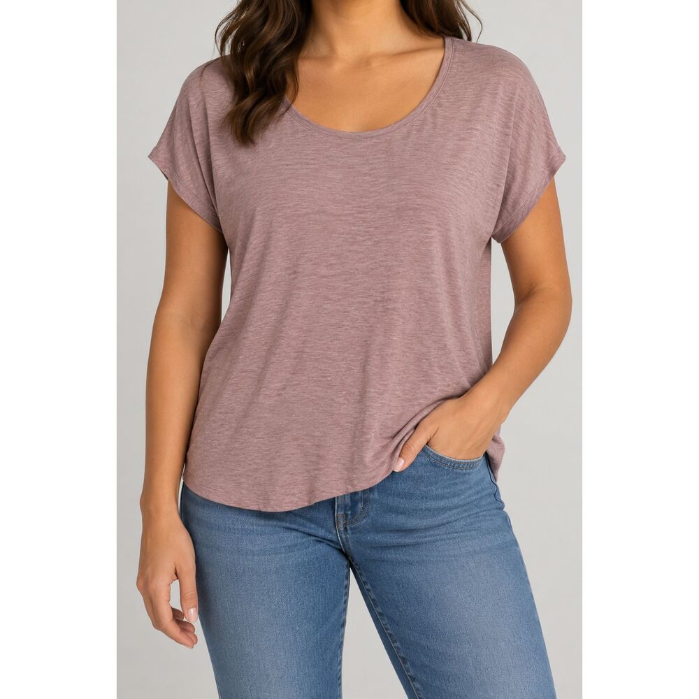 Nicole Miller New York Women’s Linen Top XL Dusty Pink Relaxed Short Sleeve Top